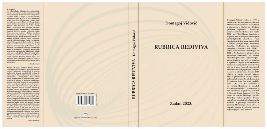 Ogranak Matice hrvatske Zadar objavio  "Rubricu redivivu"