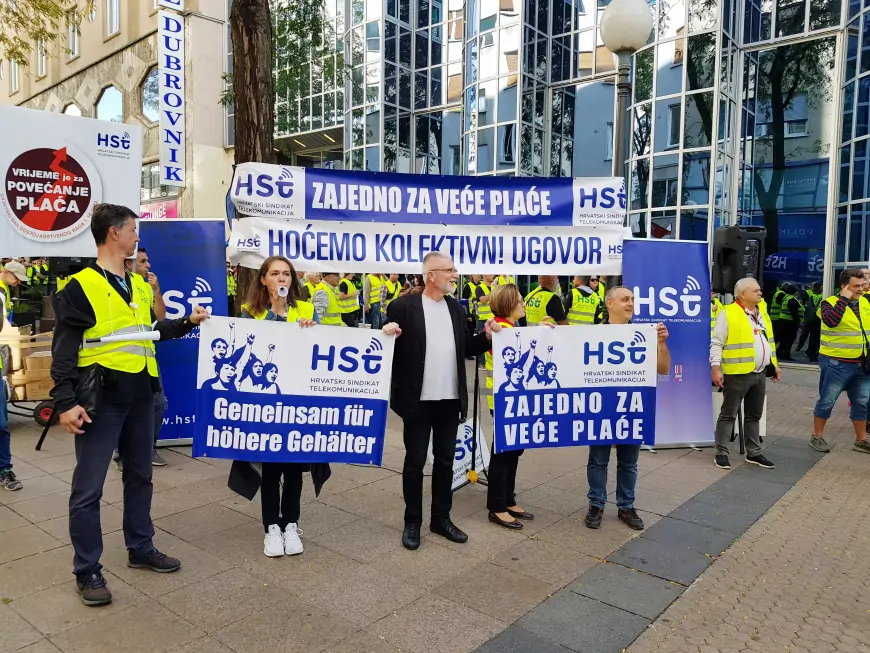 Zagreb : Veliki prosvjed radnika telekoma