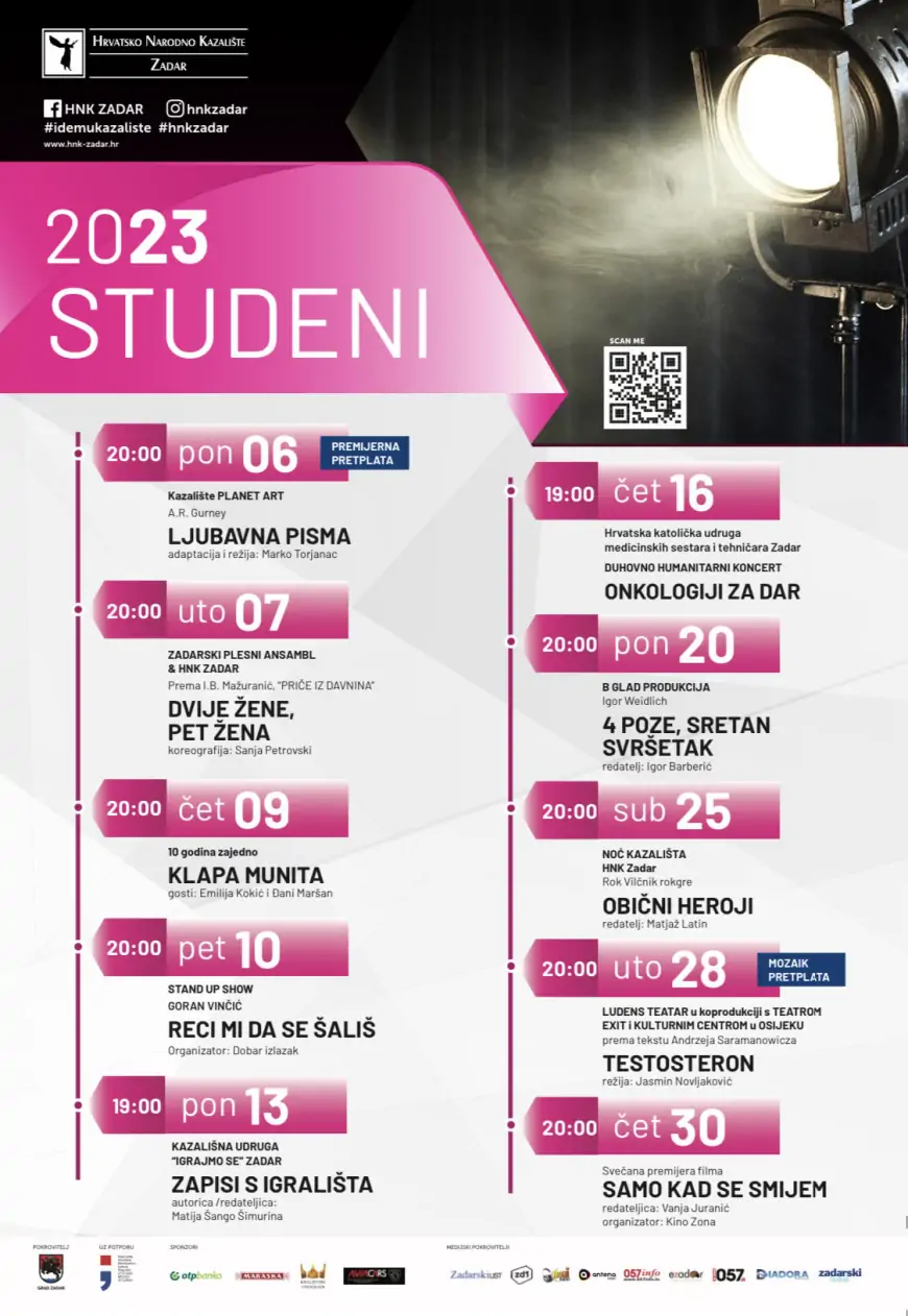 Zadarsko kazalište:  objavilo program za studeni