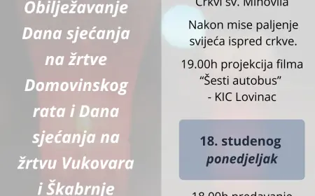 NAJAVA PROGRAMA 17. I 18. 11. U LOVINCU POVODOM OBILJEŽAVANJA DANA SJEĆANJA NA ŽRTVE DOMOVINSKOG RATA