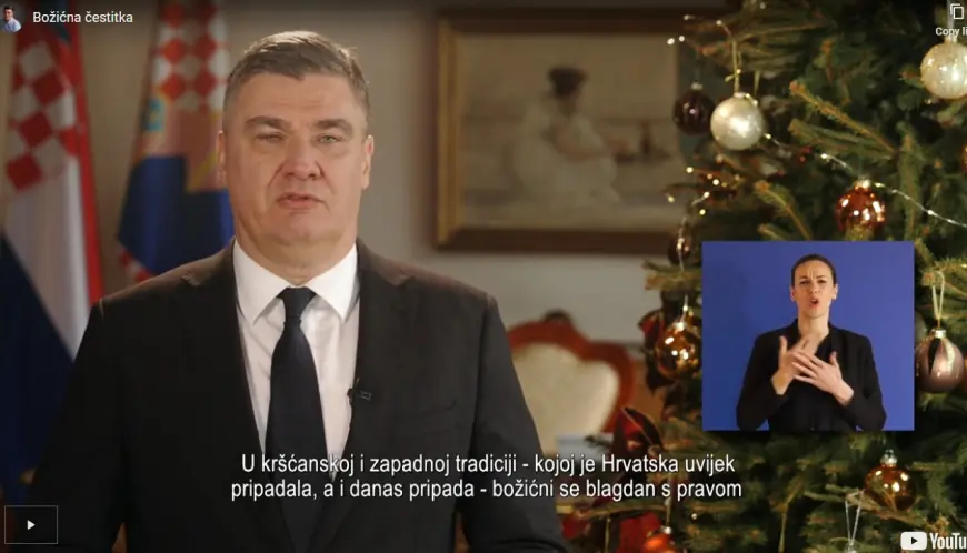 BOŽIĆNA ČESTITKA PREDSJEDNIKA REPUBLIKE HRVATSKE ZORANA MILANOVIA