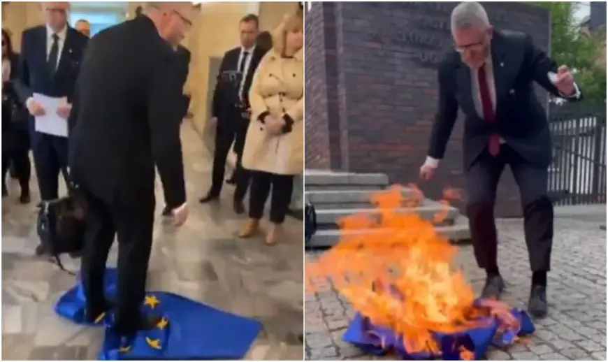 POLJSKI EUROPARLAMENTARAC OBRISAO CIPELE O EU ZASTAVU I SPALIO JE
