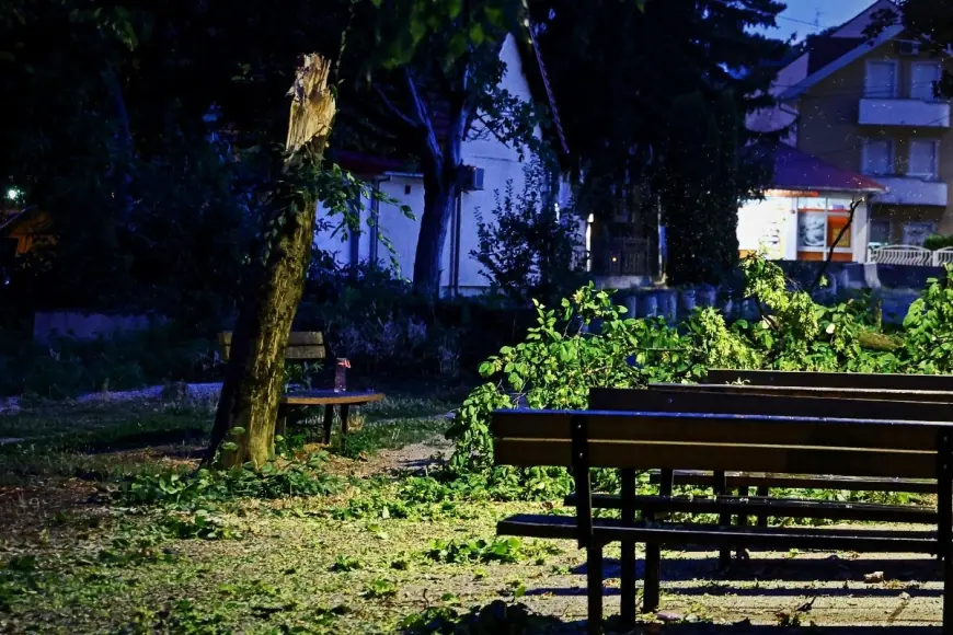 PROŠLO NEVRIJEME NA SJEVERU HRVATSKE. JAK VJETAR RUŠIO STABLA I ELEKTRIČNE VODOVE