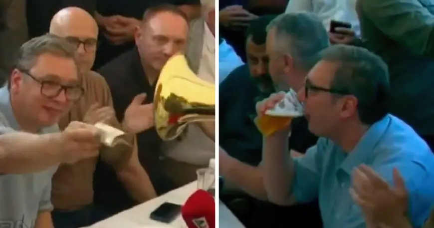 VUČIĆ DOŠAO NA DERNEK. UZ ČETNIČKU PJESMU DAO NOVČANICU TRUBAČIMA