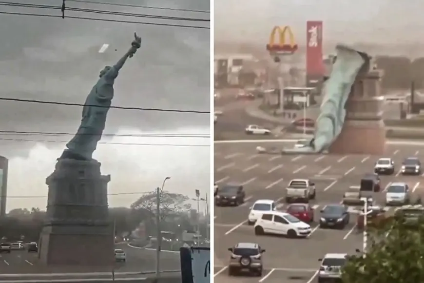 JAK VJETAR U BRAZILU SRUŠIO REPLIKU KIPA SLOBODE VISOKU 35 METARA