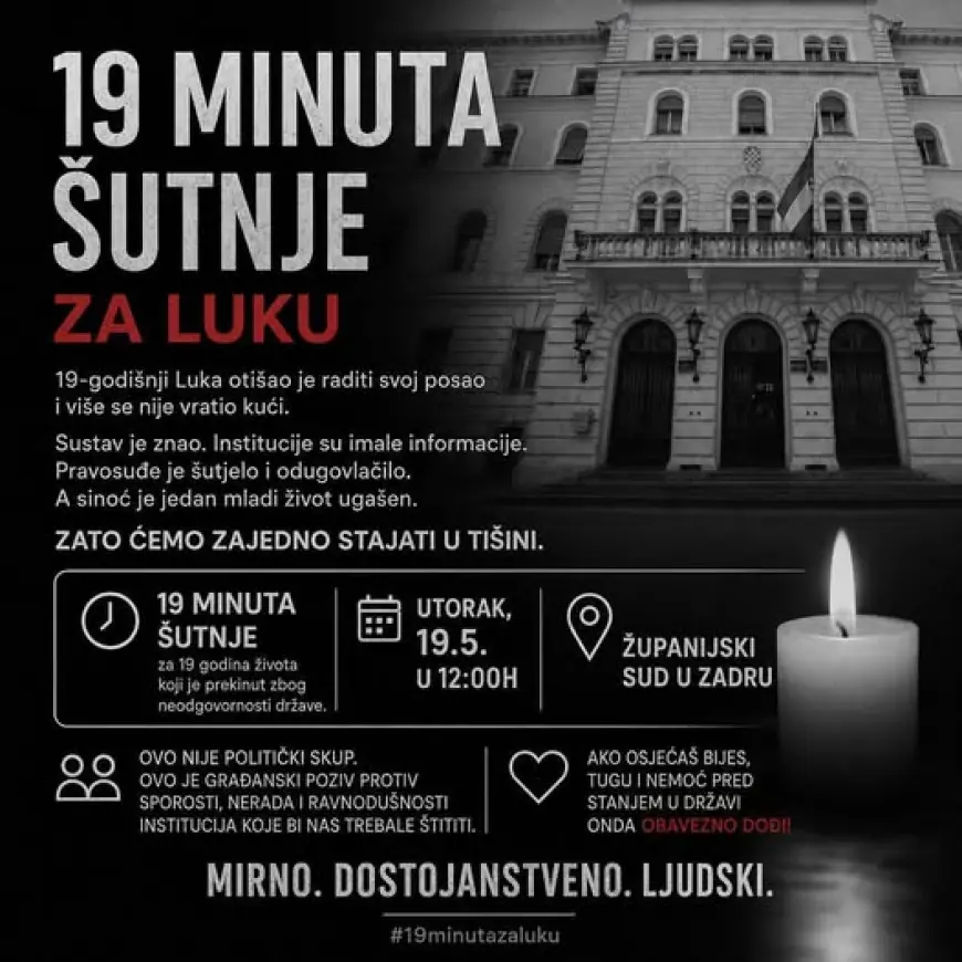 ZBOG UBOJSTVA U DRNIŠU U UTORAK PROSVJED PRED ZADARSKIM SUDOM: "19 MINUTA ZA LUKU"