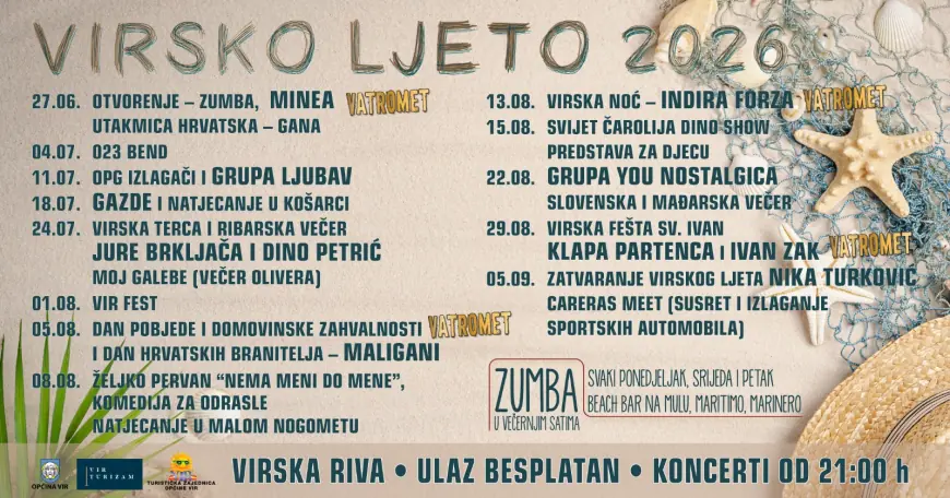 DONOSIMO KOMPLETAN PROGRAM VIRSKOG LJETA 2026.