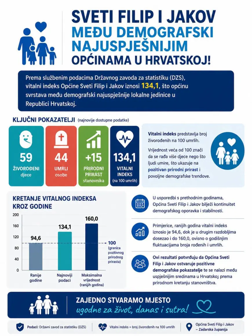 SVETI FILIP I JAKOV MEĐU DEMOGRAFSKI NAJUSPJEŠNIJIM OPĆINAMA U HRVATSKOJ!