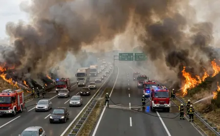 POŽAR KOD LUČKOG PROŠIRIO SE NA OBJE STRANE: GUSTI DIM NADVIO SE NAD AUTOCESTOM