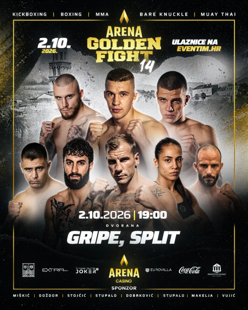 DVA POJASA, 12 BORBI I SPEKTAKL NA GRIPAMA. ARENA GOLDEN FIGHT 14 STIŽE U SPLIT!